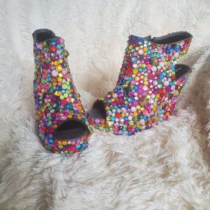 *EUC* Haus of Price Bejeweled Wedges - Sz 7